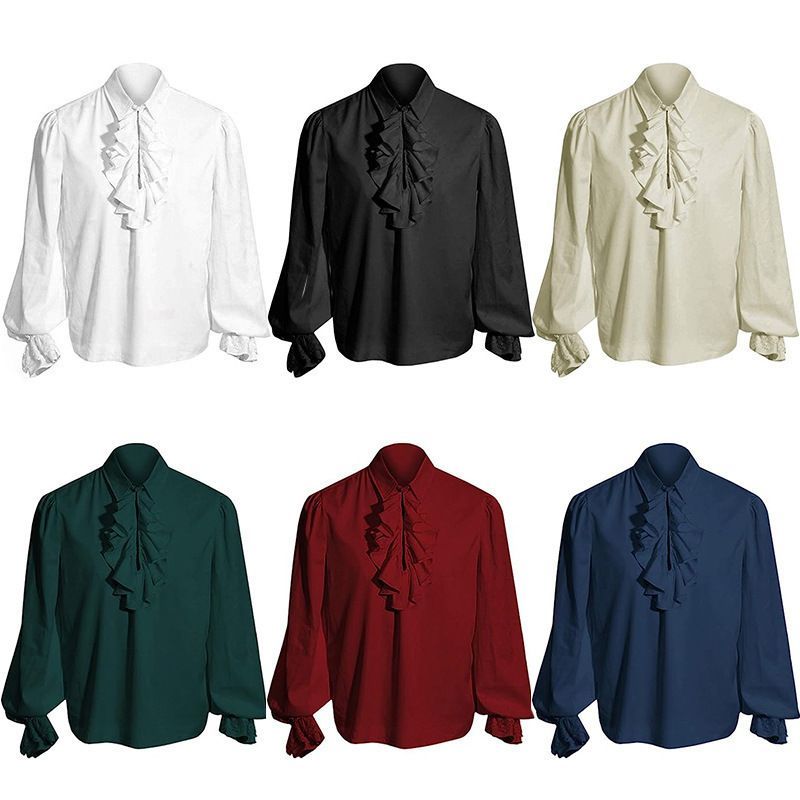 เสื้อยืดแขนยาว คอสเพลย์ Renaissance Pirate 18th Century Duke สําหรับผู้ชาย