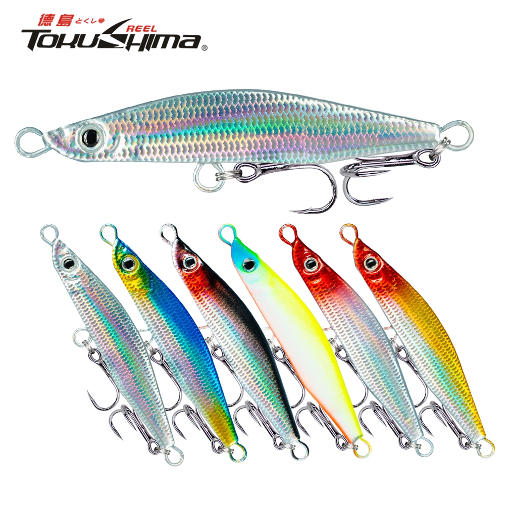 1 Pc ช้า Sinking Fishing Jigs 10g/14g/18g/22g/28g โลหะ Jigging Fishing Lure 3D Eyes Casting Lure Trolling เหยื่อประดิษฐ์ตะขอ Treble