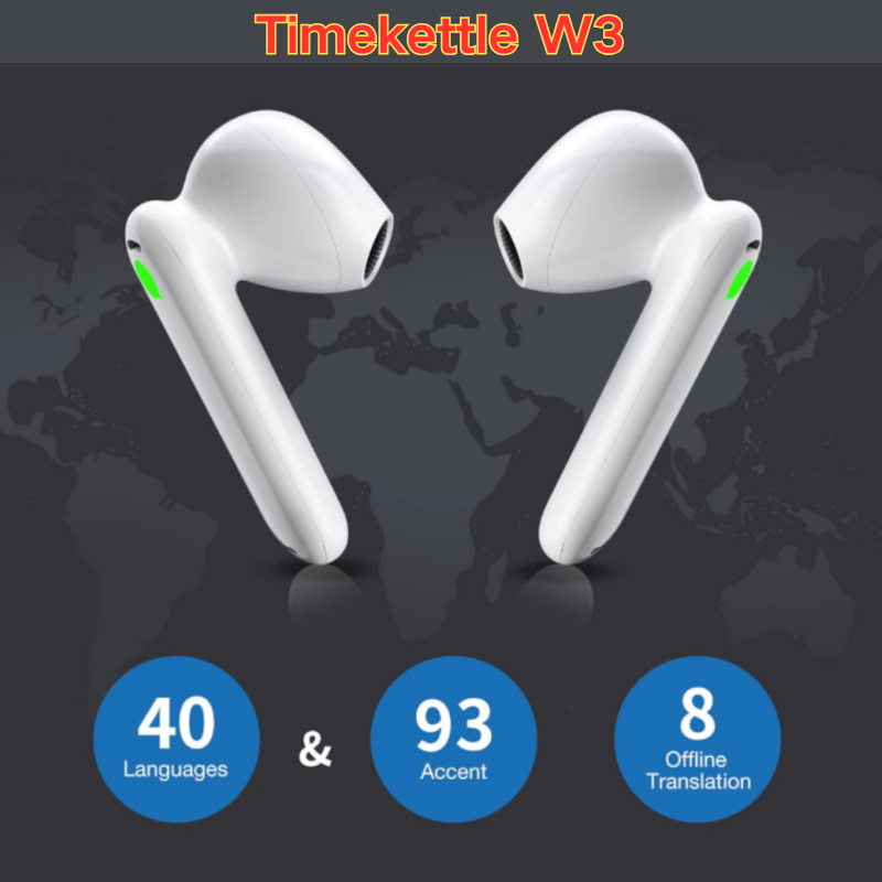 อุปกรณ์แปล Timekettle WT2 Edge W3, การแปลพร้อมกันแบบสองทิศ, หูฟังผู้แปลที่มี 40 ภาษา,