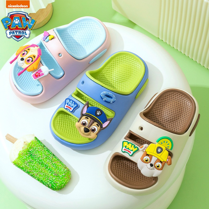 paw patrol วังทีมเด็กการ์ตูนรองเท้าแตะเด็กฤดูร้อนรองเท้าหลุมชายหญิงกันลื่นเป่าโถวระบายอากาศกลางเด็กเล็กรองเท้าแตะ