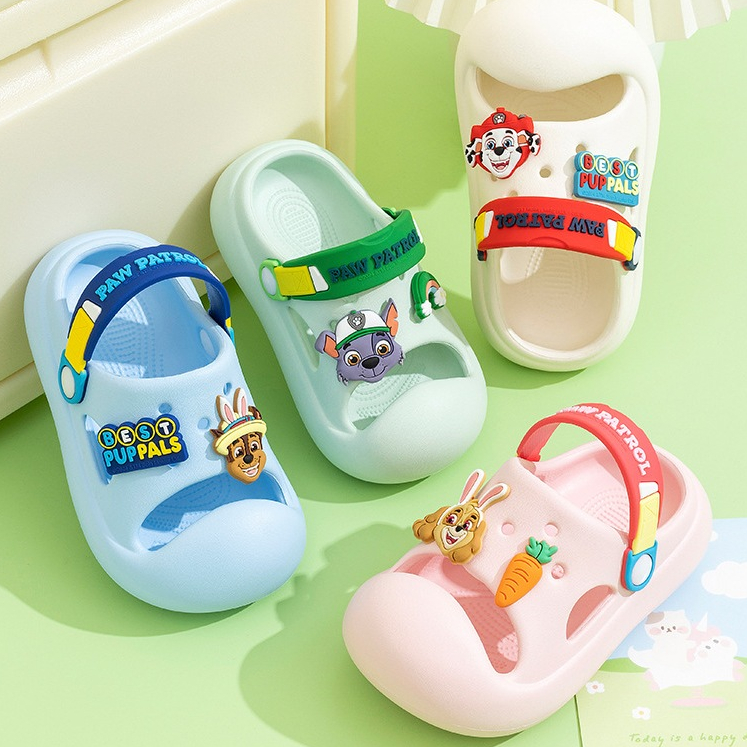 paw patrol วังทีมรองเท้าแตะเด็กฤดูร้อนชายหญิงก้าวบนอึรู้สึกกันลื่นกลางเด็กเล็กชายหาดหลุม