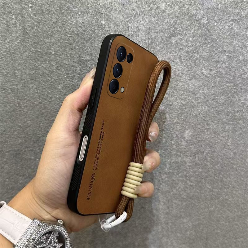 เคส เคสสําหรับ OPPO RENO 5 5g oppo RENO 4 4g reno5 5g เคสโทรศัพท์หนังกันลื่นกันกระแทกพร้อมสายคล้องขอบนุ่มและเชือกเส้นเล็ก YBPSKS01