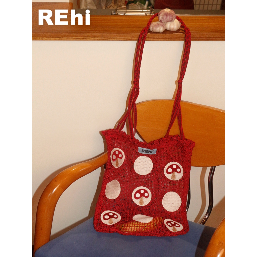 [พร้อมส่ง] REhi Mushroom Shoulder Bag Mushroom Braided Tote Bag