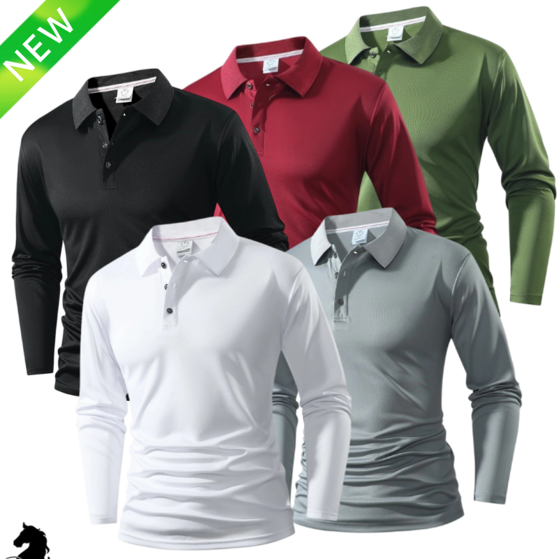 2025 ฤดูใบไม้ร่วงใหม่สไตล์Lapelเสื้อยืดผู้ชายยุโรปขนาดQuick-Drying Breathableสีทึบเสื้อแขนยาว