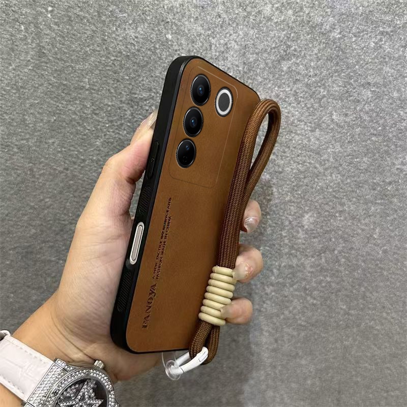 เคส เคสสําหรับ VIVO V27 5G VIVO V27E VIVO V27 PRO VIVO Y100 2023 5g เคสโทรศัพท์หนังกันลื่นกันกระแทกพร้อมสายคล้องขอบนุ่มและเชือกเส้นเล็ก YBPSKS01