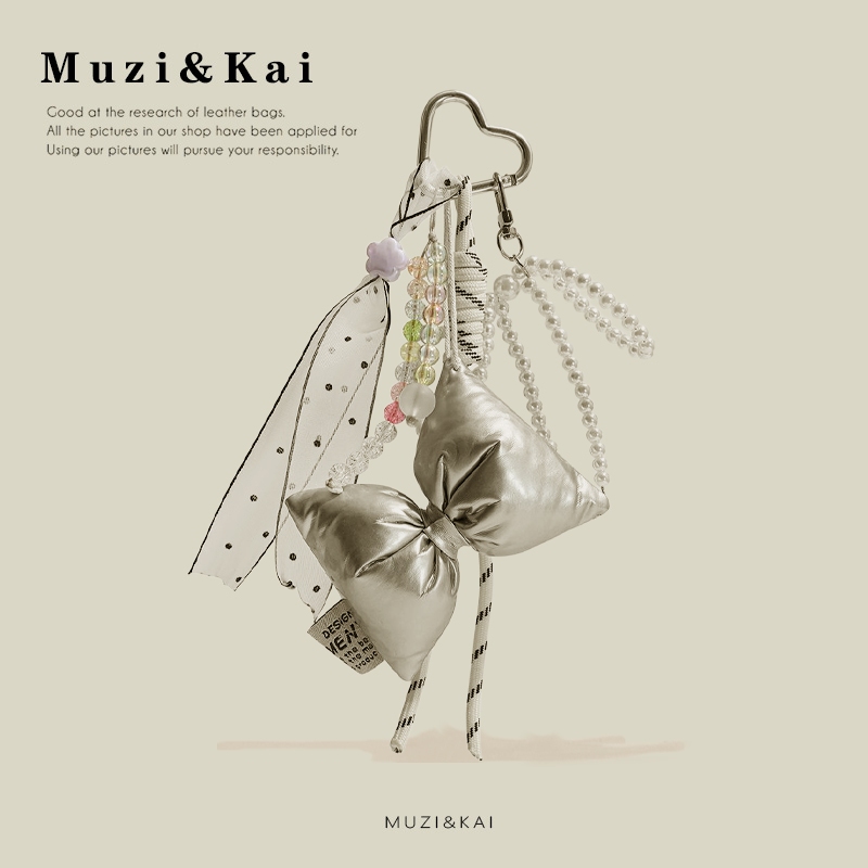 Muzikai จี้ลูกไม้ Bow Love Heart Peach จี้กระเป๋าสุดสวย