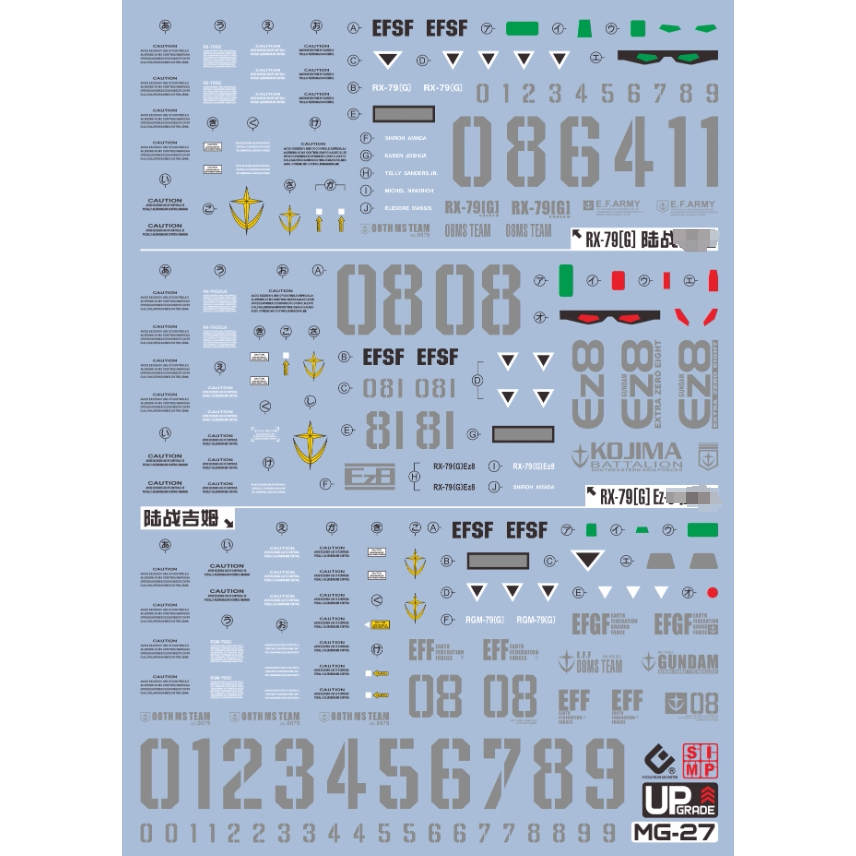 20260712 สติ๊กเกอร์สไลด์น้ํา EVO เหมาะสําหรับ MG 1/100 Ez-8 EZ8 08MS RX-79 G EVOMG006 (ไม่มีฟิกเกอร์