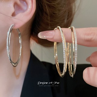 ต่างหูกางเขนสองชั้นหุ้มเพชร สไตล์เรียบง่ายแต่สง่า