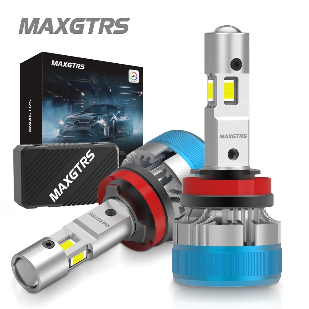 MAXGTRS 2x สามด้าน Shine H7 H4 H11 โคมไฟ LED เลนส์หลอดไฟ H8 HB3 9005 HB4 9006 9012 12V Canbus สําหรับรถยนต์ LED ไฟหน้าหลอดไฟ