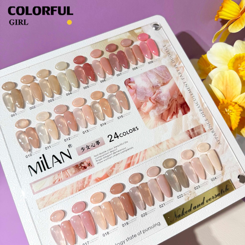 【พร้อมส่ง】MILAN สีเจลไซรัป เจลทาเล็บโทนใส  24สี ✨ โทนสีผิวและสีพีช ใสวาวเหมือนเจลลี่ สีชัดเจนเป็นธรรมชาติ มาพร้อมชาร์ทสี (ทามาให้แล้ว พร้อมใช้งาน）