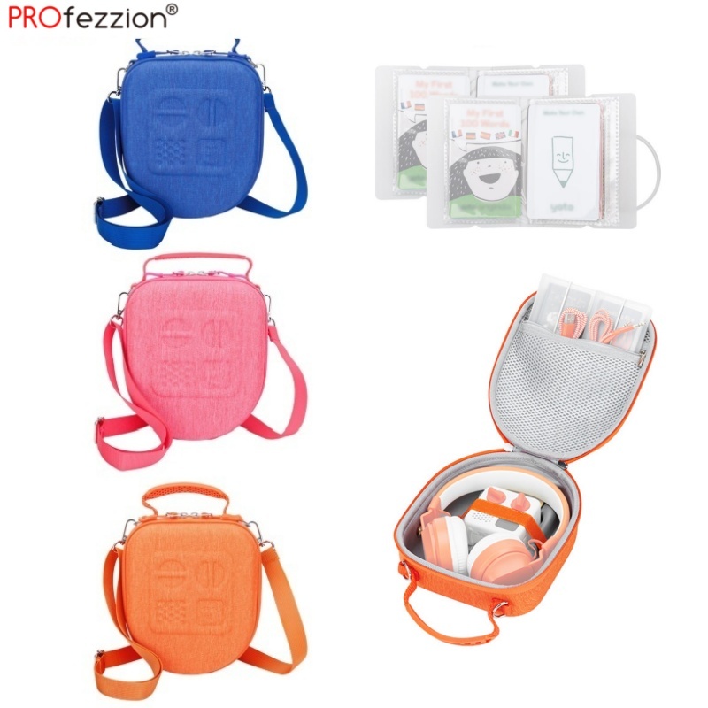 PROfezzion Hard Case Bag สำหรับ Yoto Mini Player กับ หูฟัง, กระเป๋าถือ กระเป๋าเดินทางพร้อมช่องใส่บัตรหนังสือเสียง 24 ช่อง
