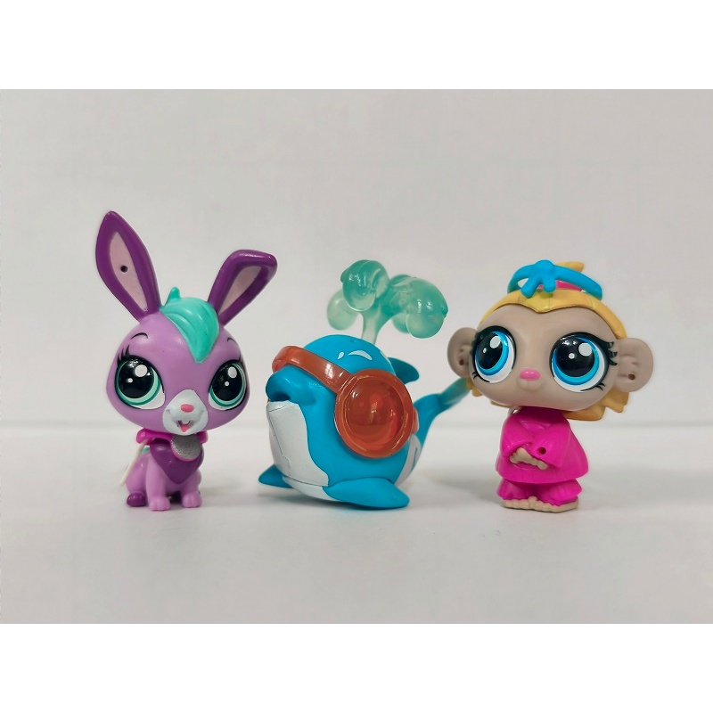 3 ชิ้น/ล็อต LPS ของเล่นกระต่ายสุนัขปลาวาฬ #4060#4059 Littlest Pet Shop Fgures