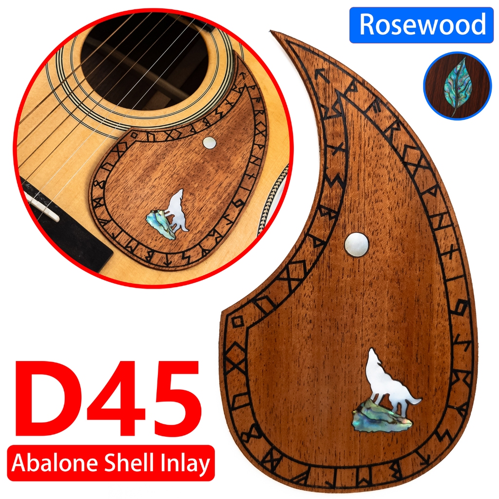 Martin D45 Acoustic Guitar Pickguard ไม้เนื้อแข็งฝัง Abalone Wolf