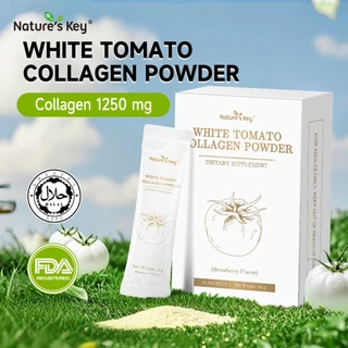 Nature's Key White Tomato Collagen Powder 1250mg คอลลาเจนมะเขือเทศขาว อาหารเสริมดูแลผิว ผสานคอลลาเจนและสารต้านอนุมูลอิสระ ช่วยบำรุงผิวจากภายใน ผิวดูกระจ่างใส รสสตรอเบอร์รี่ ทานง่าย