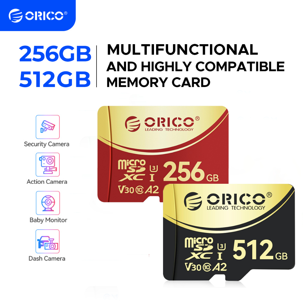 ORICO การ์ดหน่วยความจําความเร็วสูง A2/U3 256GB 128GB 512GB การ์ด Micro SDXC สําหรับโดรน, กล้องกีฬา (