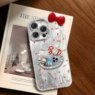 สําหรับ Vivo V70 V60 V50 Lite V30 V40 V29 V27 X300 X100 X200 Pro Y21d 19S Y27 Y03T Y18 Y28S เคสโทรศัพท์ที่มี Kitty กระจกน่ารัก