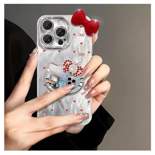 สําหรับ Vivo V70 V60 V50 Lite V30 V40 V29 V27 X300 X100 X200 Pro Y21d 19S Y27 Y03T Y18 Y28S เคสโทรศัพท์ที่มี Kitty กระจกน่ารัก
