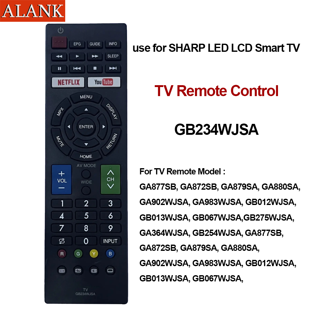 ALANK รีโมตของแท้ สำหรับใช้กับทีวี รีโมททีวี SHARP LCD LED SMART TV รุ่น GB234WJSA GA877SB GA872SB