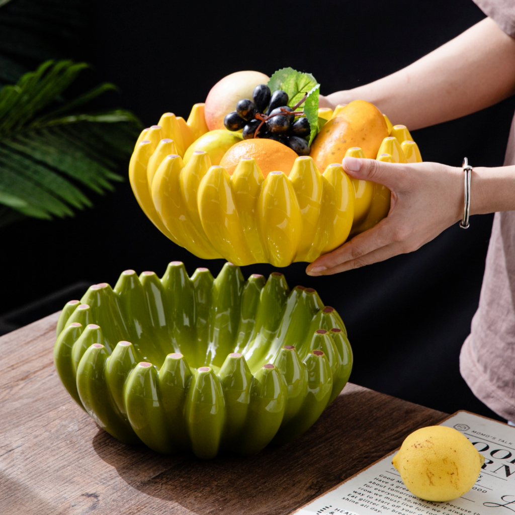 HongDian ceramic porcelain bowl ชามซุปเซรามิกลายกล้วย ทำจากเซรามิกคุณภาพดี ปลอดสารพิษ สีไม่ซีดจาง ทนความร้อน ทำความสะอาดง่าย ความจุขนาดใหญ่ สามารถใช้เป็นชามเก็บของ หม้อซุป ของแต่งบ้าน หรือชามใส่ผลไม้ได้ ใช้งานได้จริงและดูสวยงาม microwave oven safe