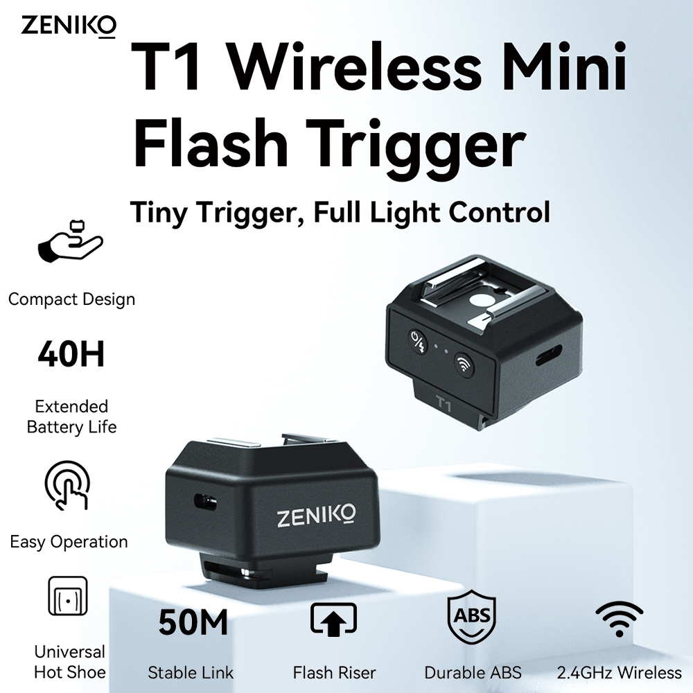 ZENIKO T1 ไร้สาย Mini Flash Trigger 2.4GHz ไร้สาย Universal Hot Shoe Trigger เข้ากันได้กับ Universal กล้อง Hot Boots