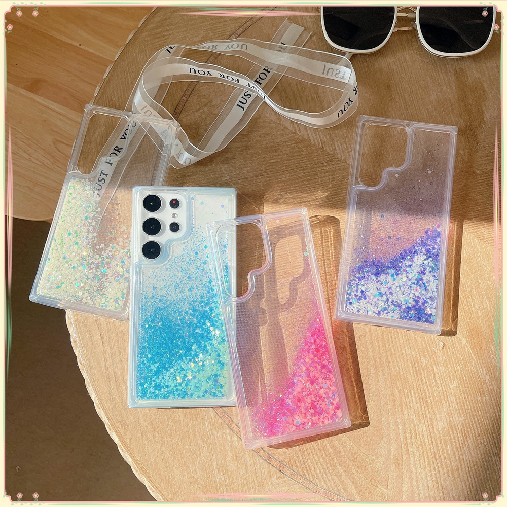 สําหรับ Samsung S25 Ultra S24 FE หมายเหตุ 10 Plus 8 9 Glow In The Dark Glitter Liquid Quicksand กรณี