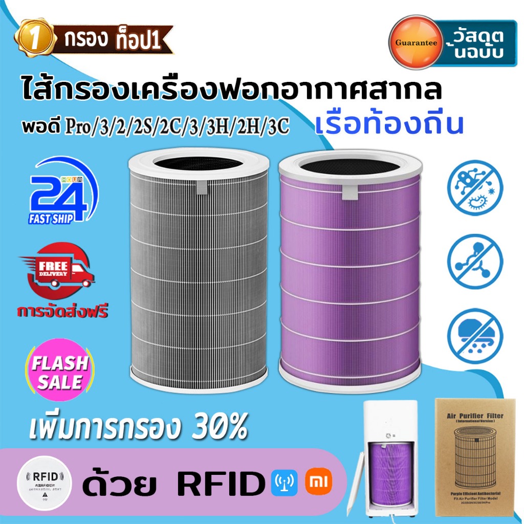 (มี RFID)ไส้กรอง สำหรับ Mi Air Purifier Filter ไส้กรองอากาศ Xiaomi รุ่น Pro/3/2/2S/2C/3/3H/2H/3C