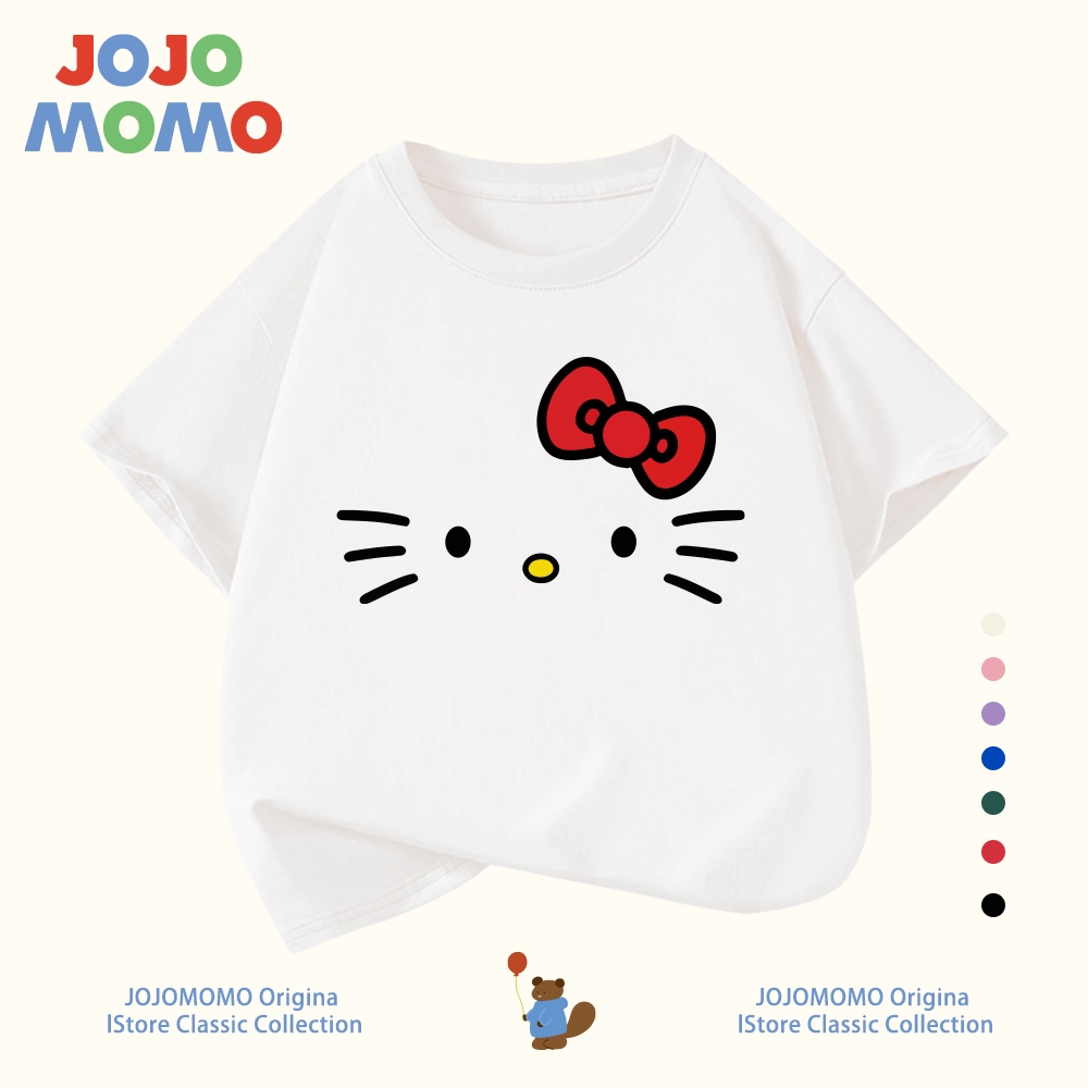 เสื้อยืดเด็กผู้หญิง เสื้อยืดเด็กแขนสั้น ผ้าฝ้าย100% นุ่มสบาย ระบายอากาศดี ลายเฮลโลคิตตี้ ส่งเร็ว24ชม