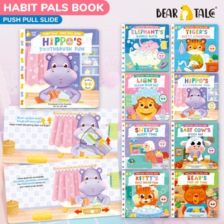 BEAR TALE Hippo Brushing Teeth Push And Pull Children's Habit Pals Kids Early Education Book