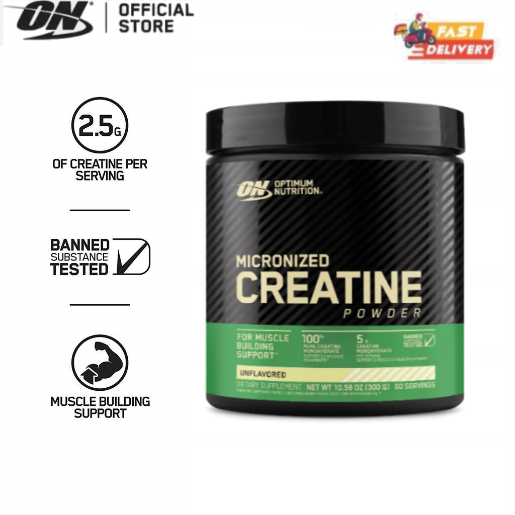 Optimum Nutrition Micronized Creatine Powder 60 เสิร์ฟสําหรับสร้างกล้ามเนื้อรองรับ (300G)