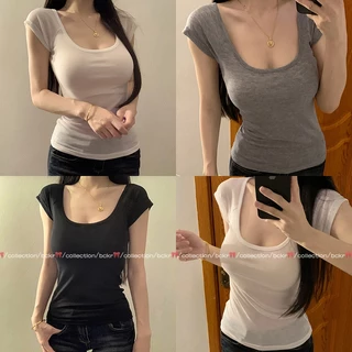 【จัดส่งตลอด 24 ชั่วโมง】🔥สั้น เสื้อแฟชั่น ลำลอง เสื้อผญ เสื้🖤ชุดหน้าร้อน เข้ารูปเอวสวน เซ็กซี่ สาวแซ่บ คอกลม เสื้อ