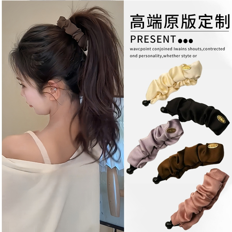 คลิปจีบผมหางม้าสูง แบบแนวตั้ง ทำจากซาติน ออกแบบใหม่ สะดวกในการใช้งาน