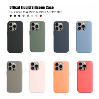 เคสแม่เหล็กซิลิโคนเหลวสําหรับ iPhone 15 Pro Max 15 Plus Case ไร้สายชาร์จ Drop Protect Cover