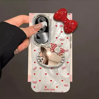 สําหรับ Samsung A17 A16 A15 A14 A23 S25 S23 S24 FE S22 S26 Ultra Plus A57 A54 A55 A56 A06 A07 A05S เคสโทรศัพท์ที่มี Kitty กระจกน่ารัก