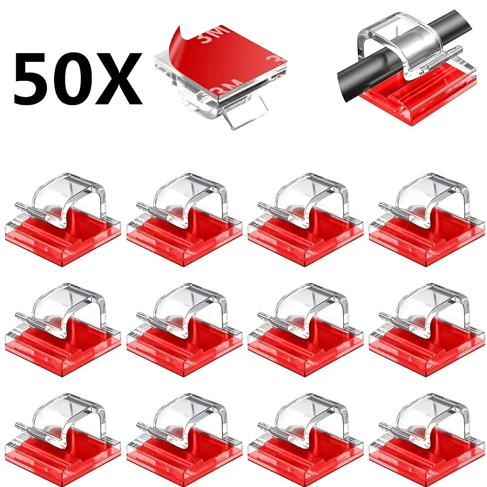 10/50PCS คลิปสายไฟ Self กาวการจัดการสายไฟสีดําผู้ถือสายไฟ Organizer Clamp Self-กาวรถคลิปลวดอุปกรณ์เสริม