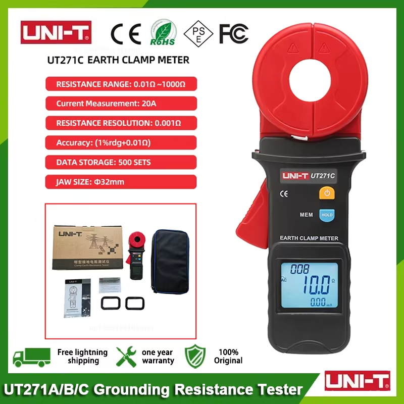 UNI-T UT271A UT271B UT271C Clamp Earth Resistance Tester Grounding Resistance Tester Ohm Electric Ea
