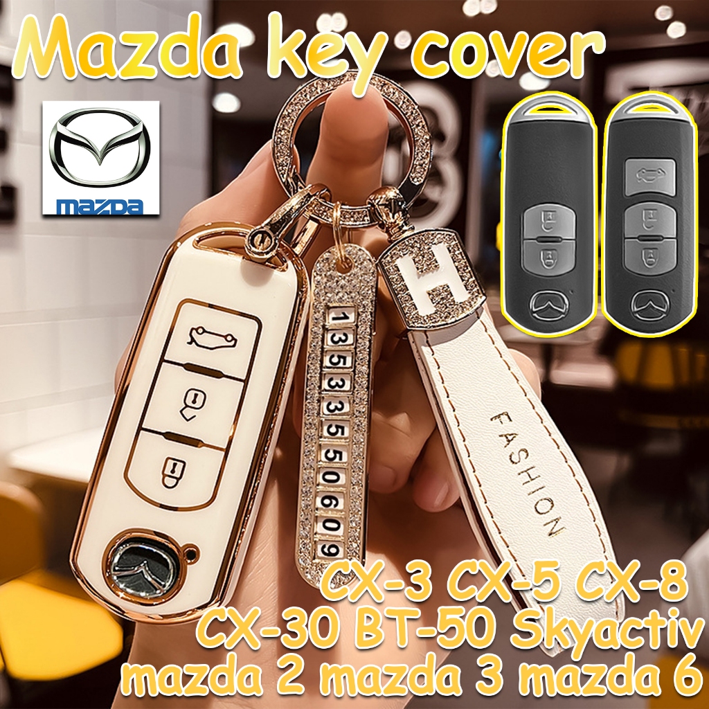 Mazda 2/3/6 Skyactiv CX-3 CX-5 CX-8 CX-30 BT-50 ปลอกรีโมท พร้อมฝาครอบและพวงกุญแจ