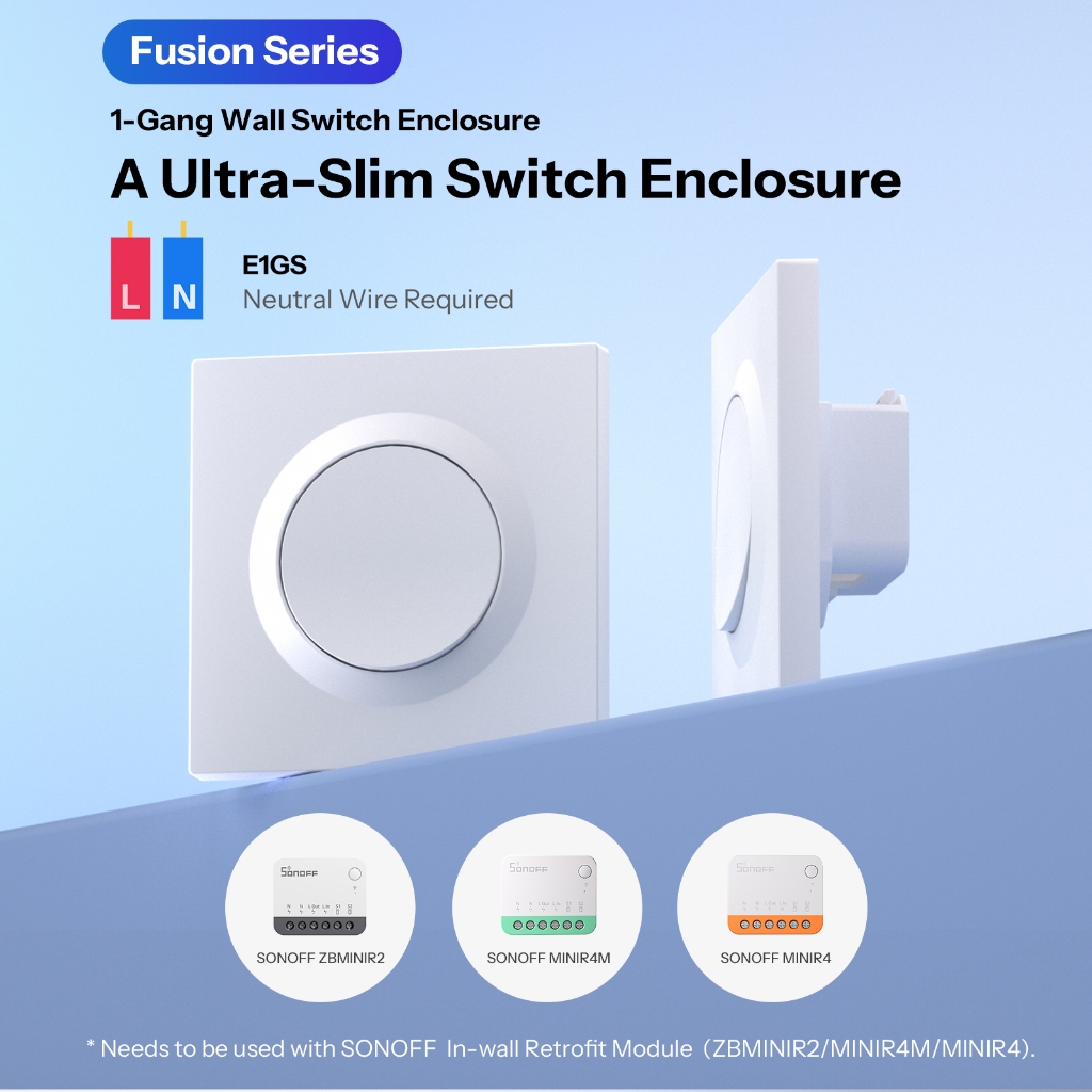 SONOFF E1GS Wall Switch Enclosure PC วัสดุ Ultra-Slim Design ติดตั้ง Enclosure Series ZBMINIR2/MINIR