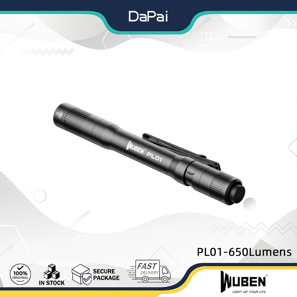 ไฟฉายพ็อกเก็ต WUBEN PL01 650 ลู멘 ชาร์จไฟได้ และกันน้ํา IP68