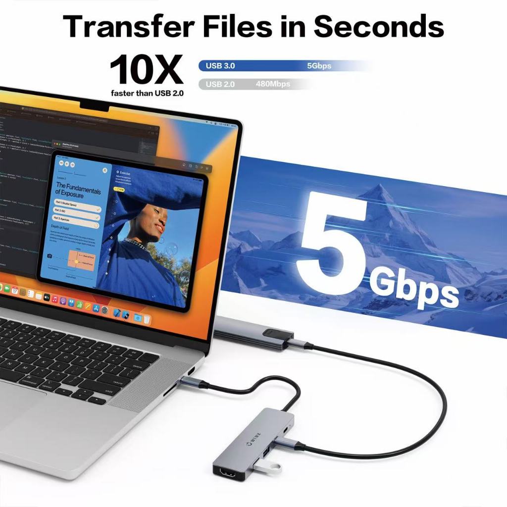 WINX WX-HB110 5-in-1 Type-C Hub 4K@60HZ HDMI Type-c Hub 100W Multi-port Adapter เหมาะสําหรับ MacBook, Windows, และ Android รับประกัน 2 ปี - รูปที่ 6