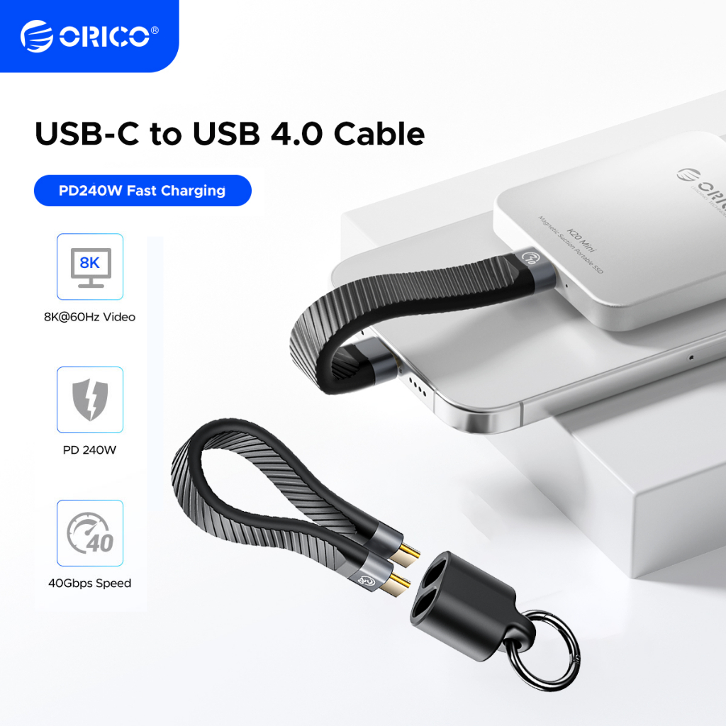 ORICO สาย USB 4.0 40Gbps PD240W Fast Charging Type-C Data Cord สําหรับภายนอกแบบพกพา SSD (UC40)
