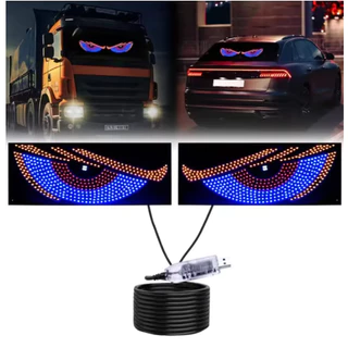 【สินค้าจุด】ชุดรถ Devil Eye Light LED Matrix Pixel แผง RGB Dynamic Demon Eye Animated Display USB 5V Multi-Mode Universal สําหรับรถบรรทุกโคมไฟตกแต่ง