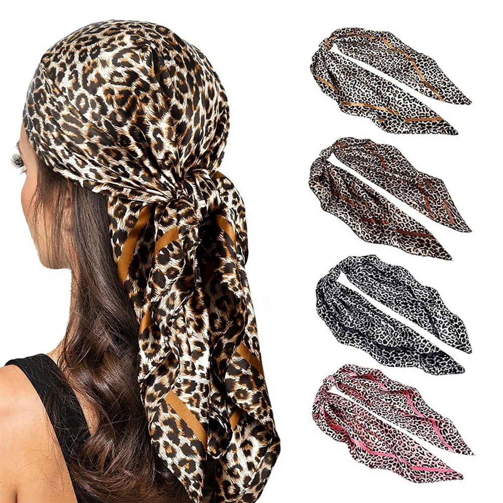 90 ซม.Headscarf.Shawl เข็มขัดผ้าไหมเทียมผ้าพันคอผ้าพันคอ 90x90 ซม.Tiger Strip สําหรับผู้หญิงและ Man B101