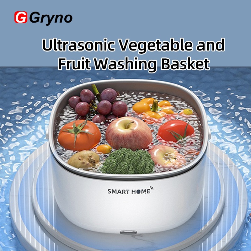 Grynoผักเครื่องซักผ้าUltrasonicแบบพกพาไร้สายตะกร้าซักผ้ากล่องเก็บอาหารสําหรับผลไม้อาหารทะเลเนื้อทําความสะอาด