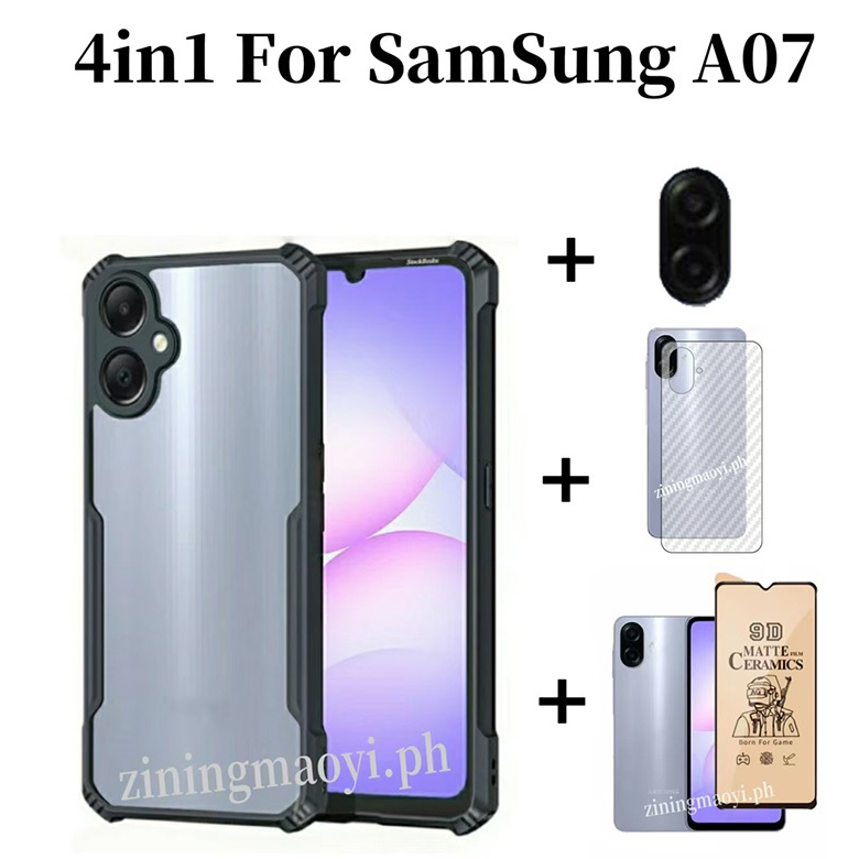 [สต๊อกพร้อม] 4in1 Samsung Galaxy A07เคสโทรศัพท์มือถือป้องกันการล่มสลายสําหรับSamsung Galaxy A17 A06 A56 A26 A36 A16 A05 ฟิล์มเมมเบรนเซรามิกและฟิล์มเลนส์และฟิล์มด้านหลัง