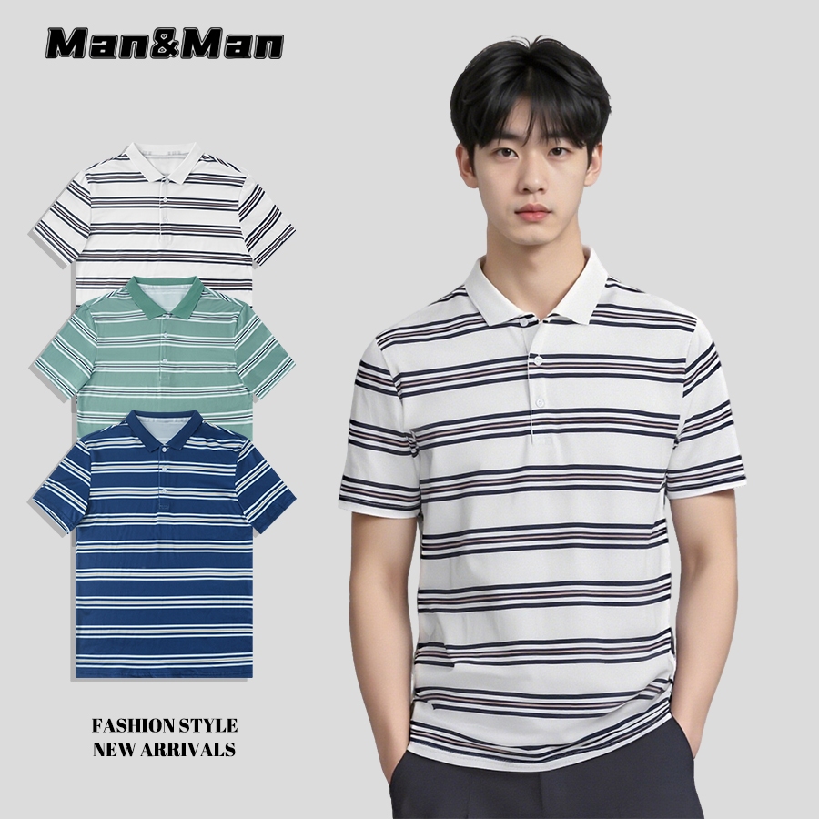 M＆M เสื้อโปโลผู้ชาย ดีไซน์ลายทาง ความรู้สึกหรูหรา ผู้ใหญ่ทันสมัย เข้าได้กับทุกอย่าง