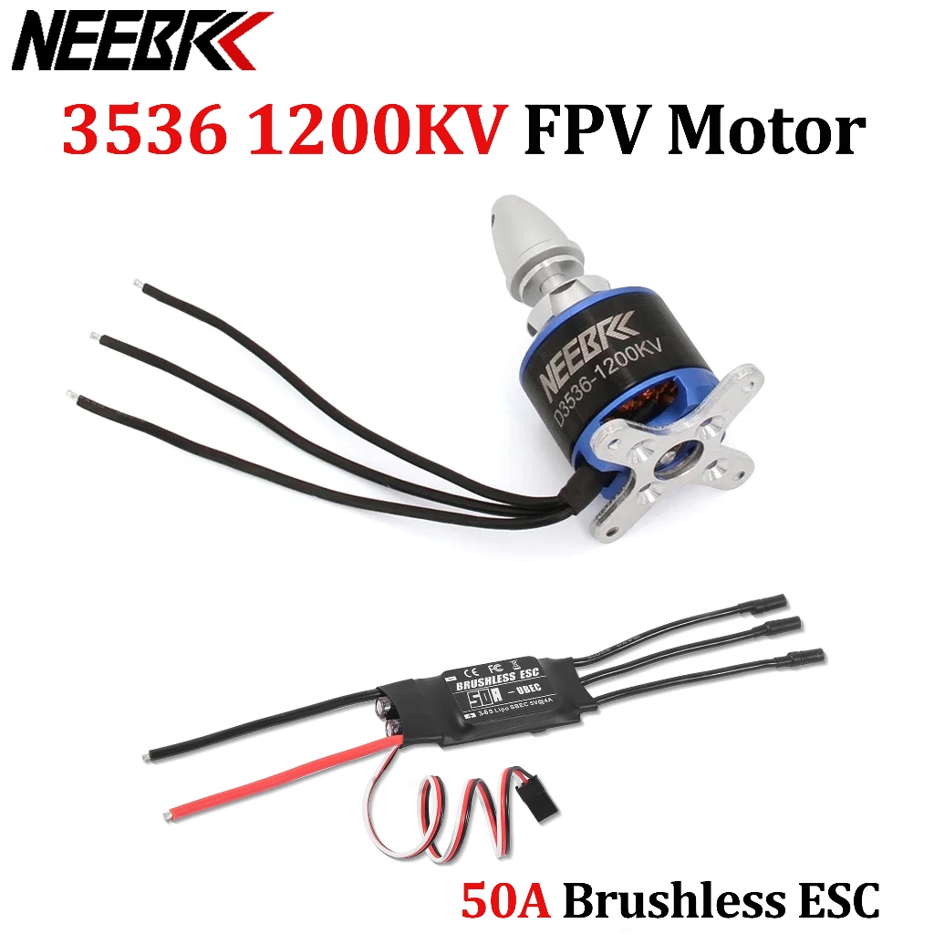NEEBRC 3536 1200KV 2-4S โหลดมอเตอร์ไร้แปรง 50A ตัวควบคุมความเร็ว ESC แบบไม่มีแปรง UBEC สําหรับ RC FP