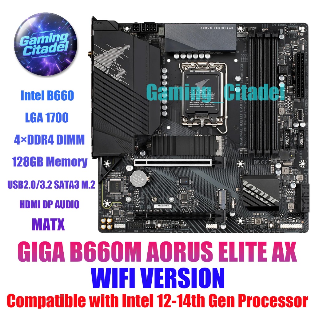 ใช้ GIGABYTE B660M AORUS ELITE AX WIFI DDR4 MATX เมนบอร์ด LGA 1700 ใช้งานร่วมกับ Intel 12th 13th 14t