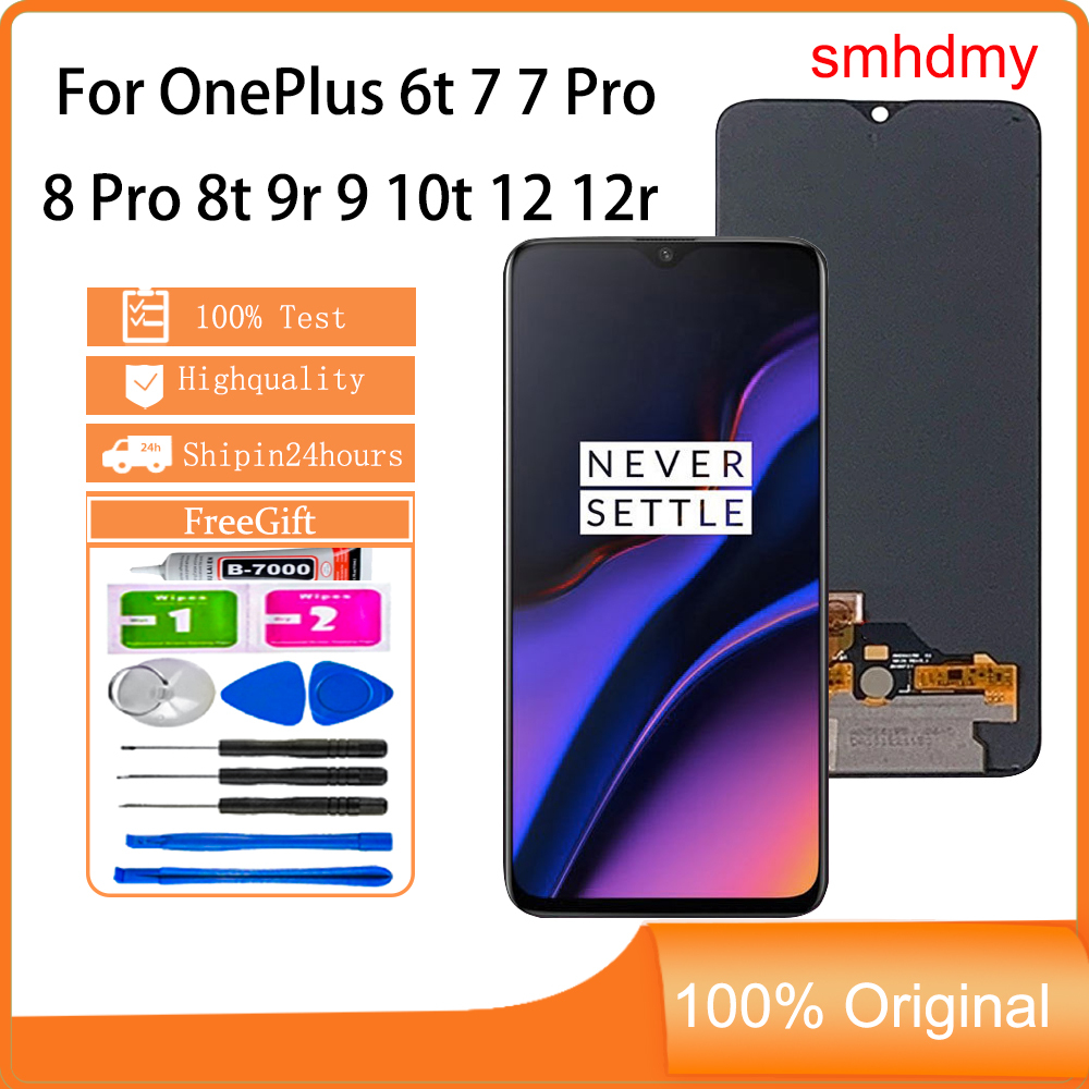 Smhdmy AMOLED สําหรับ OnePlus 6t 7 7 Pro 8 Pro 8t 9r 9 10t 12 12r จอแสดงผล LCD หน้าจอสัมผัสเปลี่ยน