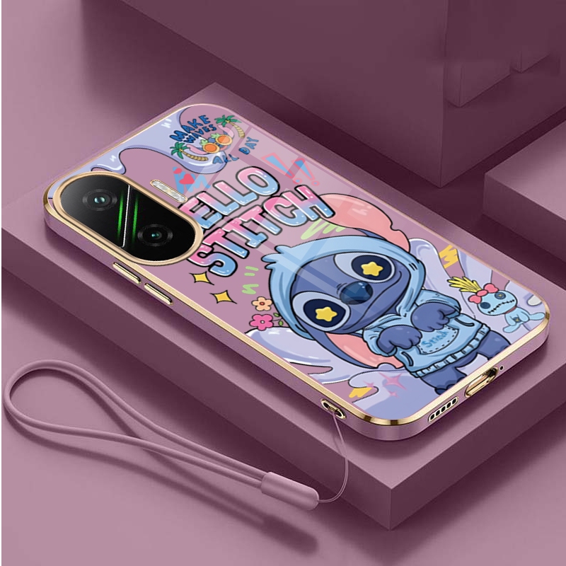 Xiaomi POCO F7 Stitch Glossy Soft Case Cute Square Edges Cover Cute Cartoon Casing