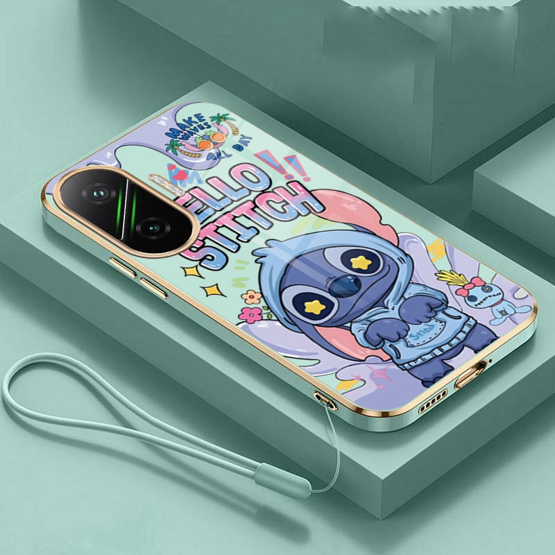 Xiaomi POCO F7 Stitch Glossy Soft Case Cute Square Edges Cover Cute Cartoon Casing